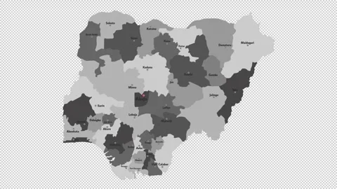 Vector map of Nigeria with names of cities and with borders city Stock Footage 330267230