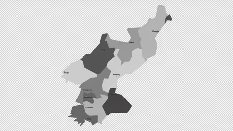 Vector map of North Korea with names of cities and with borders city Stock Footage 330267178