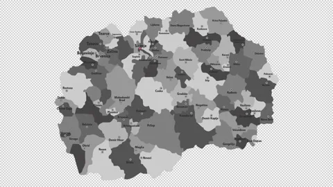 Vector map of North Macedonia with names of cities and with borders city Stock Footage 331518229