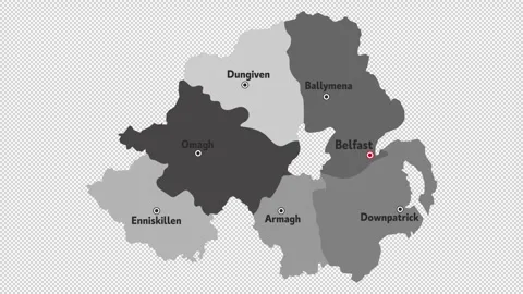 Vector map of Northern Ireland with names of cities and with borders city Stock Footage 330267240