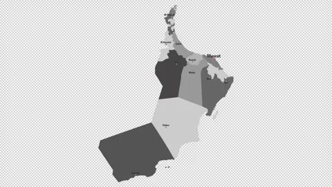 Vector map of Oman with names of cities and with borders city Stock Footage 331899430