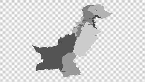 Vector map of Pakistan with names of cities and with borders city Stock Footage 331899434