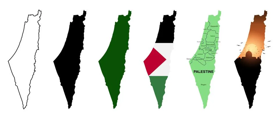 Vector map of palestine isolated on white background. Vector illustration Stock Illustration
