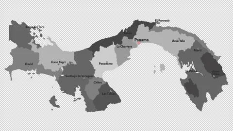 Vector map of Panama with names of cities and with borders city Stock Footage 331518179