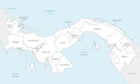 Vector map of Panama with provinces, indigenous regions and administrative .. 库存插图