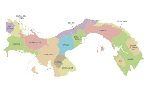 Vector map of Panama with provinces, indigenous regions and administrative .. 库存插图