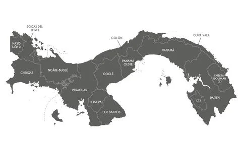 Vector map of Panama with provinces, indigenous regions and administrative .. Stock Illustration