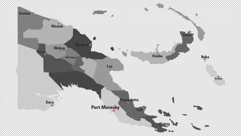 Vector map of Papua New Guinea with names of cities and with borders city Stock Footage 331518176
