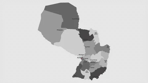 Vector map of Paraguay with names of cities and with borders city Stock Footage 330713056