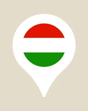 Vector map pin with the national flag of Hungary marking a geographical loc.. Stock Illustration