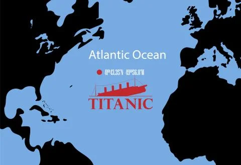 Vector map of the place where the wreckage of the Titanic rests Stock Illustration