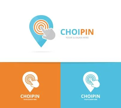 Vector of map pointer and click logo combination. GPS locator and cursor symbol 스톡 일러스트