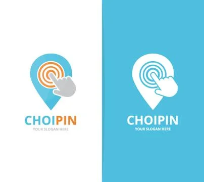 Vector of map pointer and click logo combination. GPS locator and cursor symbol Stock Illustration