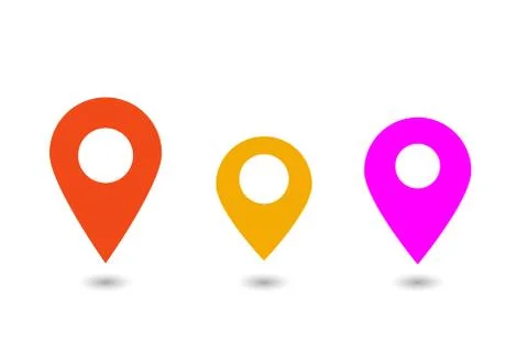 Vector of map pointer icon set. GPS location symbol. Flat design style. Stock Photos