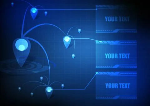 Vector : Map pointers network on business blue background Illustrazione stock