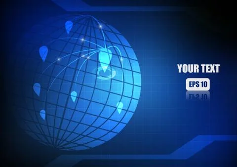 Vector : Map pointers network on the world Stock Illustration