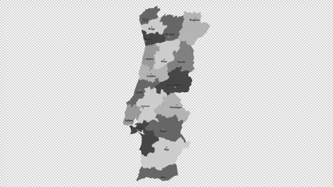 Vector map of Portugal with names of cities and with borders city Stock Footage 329632056