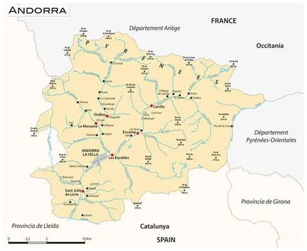 Vector map of the Principality of Andorra Vector map of the Principality o... Stock Photos
