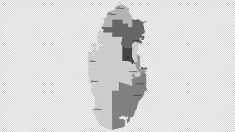 Vector map of Qatar with names of cities and with borders city Stock Footage 331518149