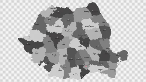 Vector map of Romania with names of cities and with borders city Stock Footage 330713094