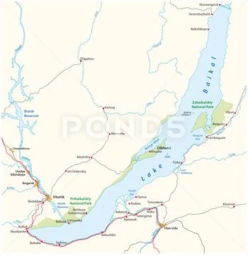 Vector Map Of The Russian Lake Baikal Royalty Free 103661338   Vector Map Russian Lake Baikal Illustration 103661338 Iconl 