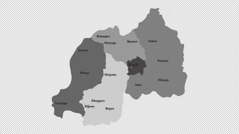 Vector map of Rwanda with names of cities and with borders city Stock Footage 331899436