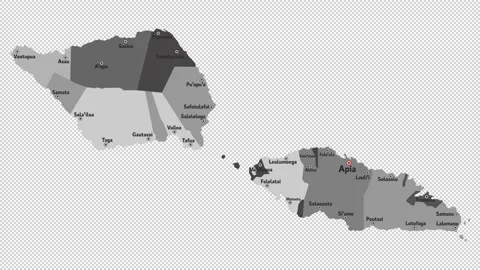 Vector map of Samoa with names of cities and with borders city Stock Footage 331899460