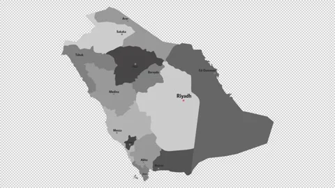 Vector map of Saudi Arabia with names of cities and with borders city Stock Footage 330267241