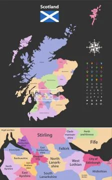 Vector map of Scotland unitary authorities Illustrazione stock