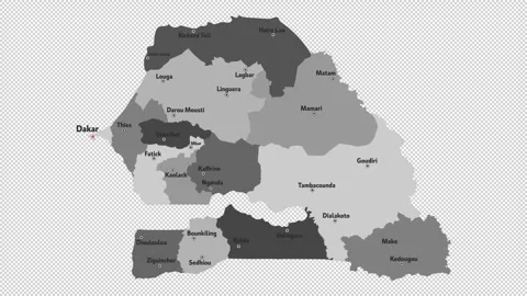 Vector map of Senegal with names of cities and with borders city Video stock 330713075