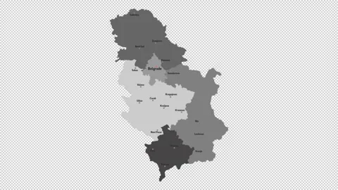 Vector map of Serbia with names of cities and with borders city Stock Footage 330713068
