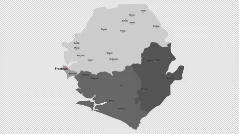 Vector map of Sierra Leone with names of cities and with borders city Stock Footage 330713076