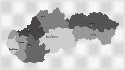 Vector map of Slovakia with names of cities and with borders city Stock Footage 329632085