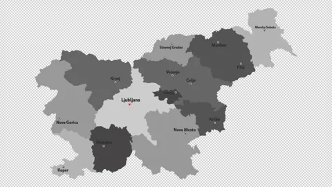 Vector map of Slovenia with names of cities and with borders city Stock Footage 330267262