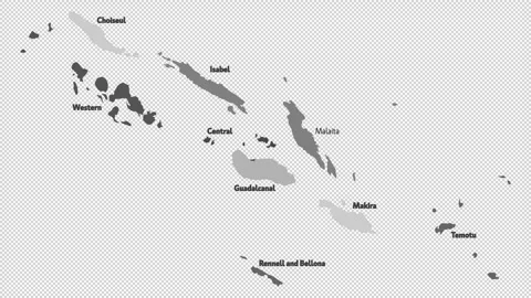 Vector map of Solomon Islands with names of cities and with borders city Stock Footage 331518250