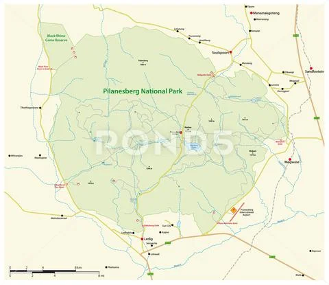 Vector map of the South African Pilanesberg National Park, South