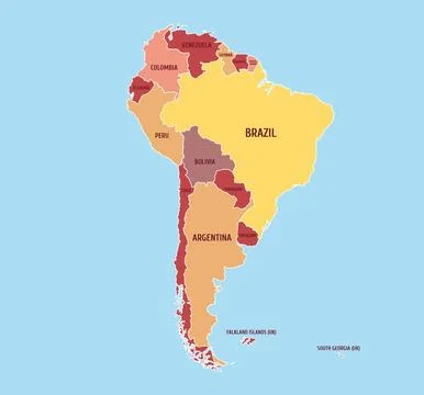 Vector map of South America with countries イラスト素材