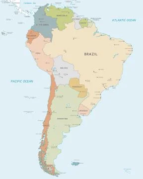 Vector map of South America Stock Illustration
