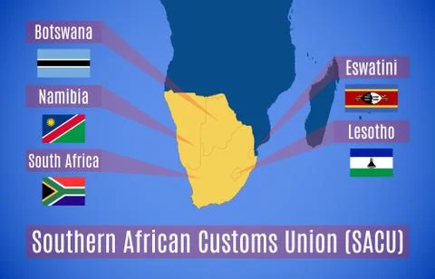 Vector map of the Southern African Customs Union (SACU) Stock Illustration
