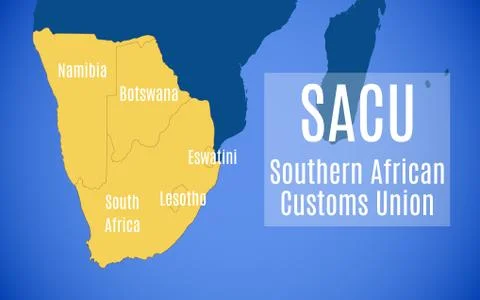 Vector map of the Southern African Customs Union (SACU) Stock Illustration