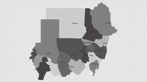 Vector map of Sudan with names of cities and with borders city Stock Footage 331137634