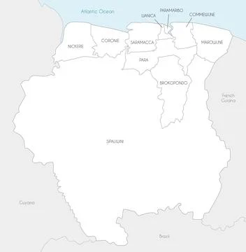 Vector map of Suriname with districts and administrative divisions, and nei.. イラスト素材