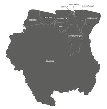 Vector map of Suriname with districts and administrative divisions. Editabl.. イラスト素材