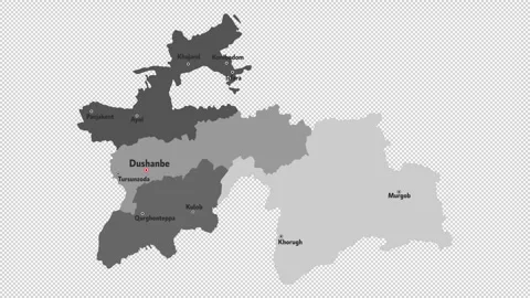 Vector map of Tajikistan with names of cities and with borders city Stock Footage 330713106