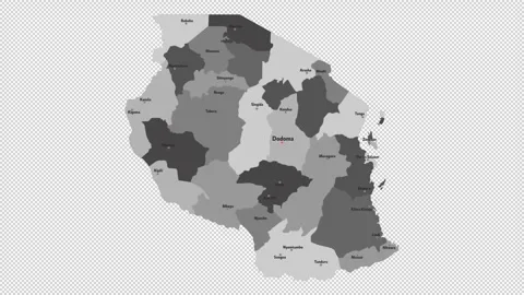 Vector map of Tanzania with names of cities and with borders city Video stock 331899470