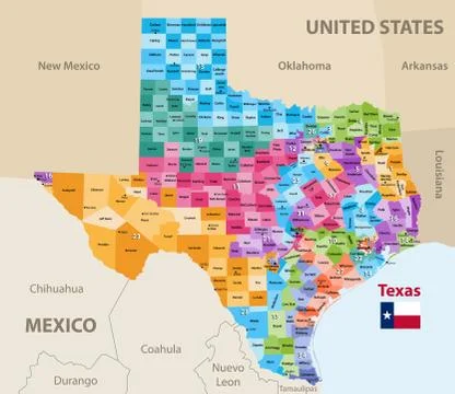 Vector map of Texas's congressional districts since 2013 Stock Illustration