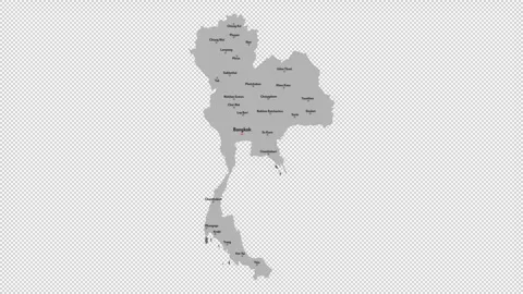 Vector map of Thailand with names of cities and with borders city Video stock 331899461