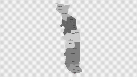 Vector map of Togo with names of cities and with borders city Stock Footage 331899459