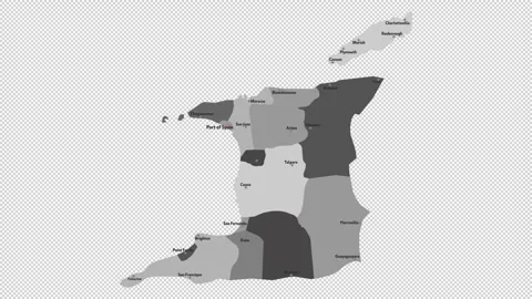 Vector map of Trinidad and Tobago with names of cities and with borders city Stock Footage 331899473