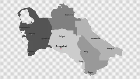 Vector map of Turkmenistan with names of cities and with borders city Stock Footage 331137643